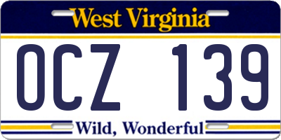 WV license plate OCZ139