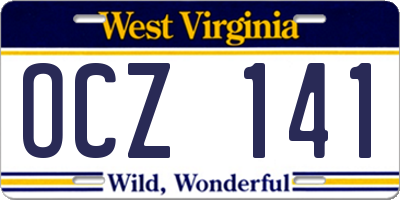 WV license plate OCZ141