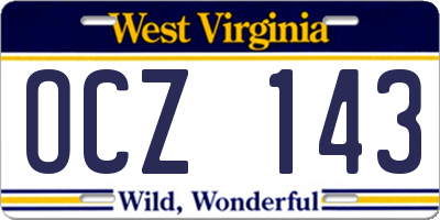 WV license plate OCZ143