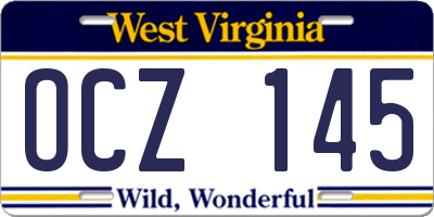 WV license plate OCZ145
