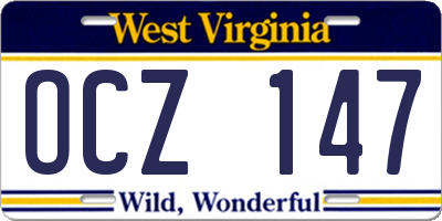 WV license plate OCZ147