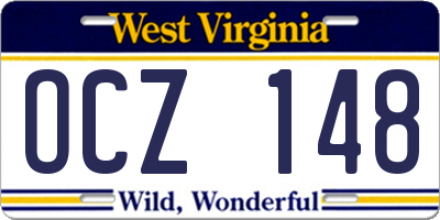 WV license plate OCZ148