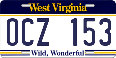 WV license plate OCZ153