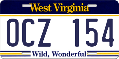 WV license plate OCZ154