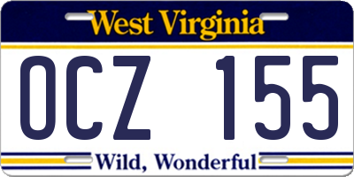 WV license plate OCZ155