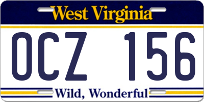 WV license plate OCZ156
