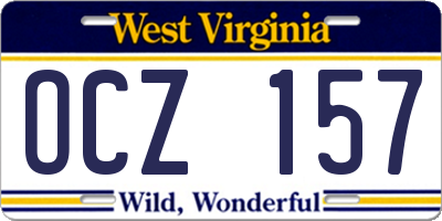 WV license plate OCZ157