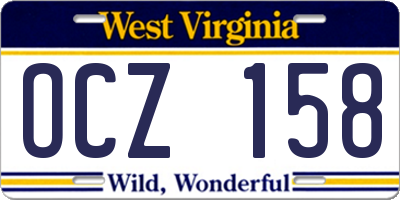 WV license plate OCZ158