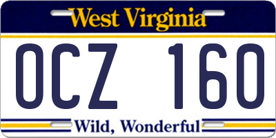 WV license plate OCZ160