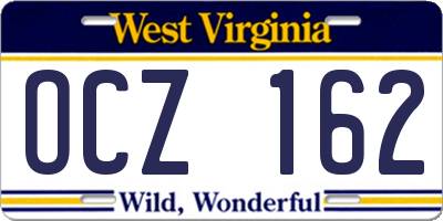 WV license plate OCZ162