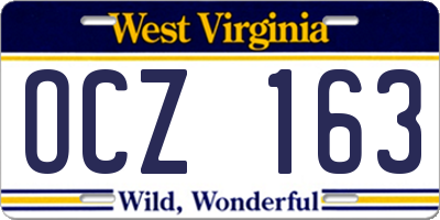 WV license plate OCZ163