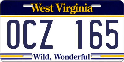 WV license plate OCZ165