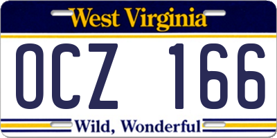 WV license plate OCZ166