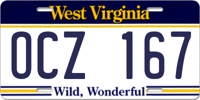 WV license plate OCZ167