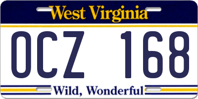 WV license plate OCZ168