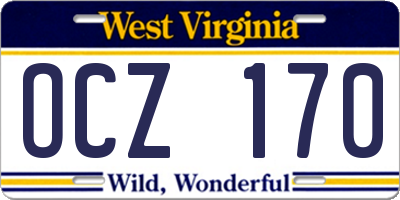 WV license plate OCZ170