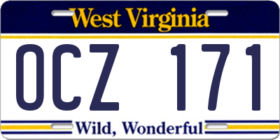 WV license plate OCZ171