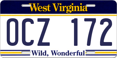 WV license plate OCZ172