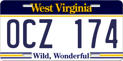 WV license plate OCZ174