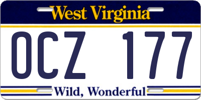 WV license plate OCZ177