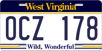 WV license plate OCZ178