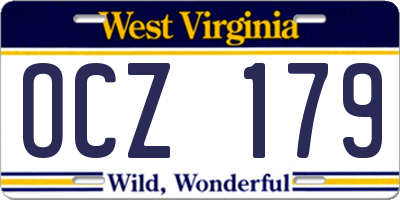 WV license plate OCZ179