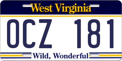 WV license plate OCZ181