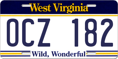 WV license plate OCZ182