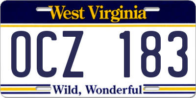 WV license plate OCZ183