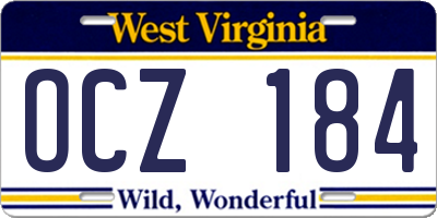 WV license plate OCZ184