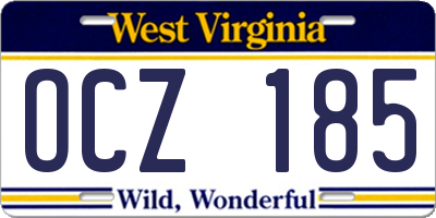 WV license plate OCZ185