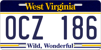 WV license plate OCZ186