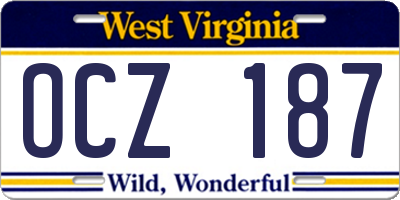 WV license plate OCZ187
