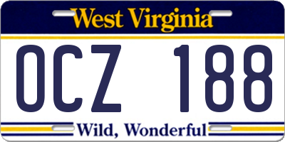 WV license plate OCZ188