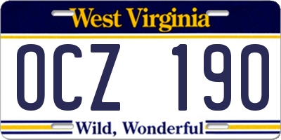 WV license plate OCZ190