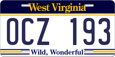WV license plate OCZ193