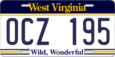 WV license plate OCZ195