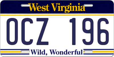 WV license plate OCZ196
