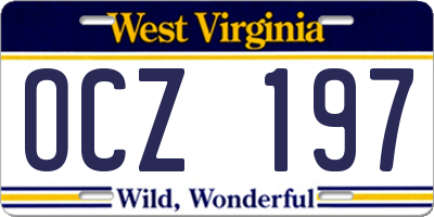 WV license plate OCZ197