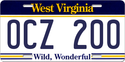 WV license plate OCZ200