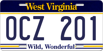 WV license plate OCZ201