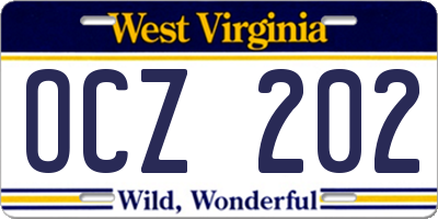 WV license plate OCZ202