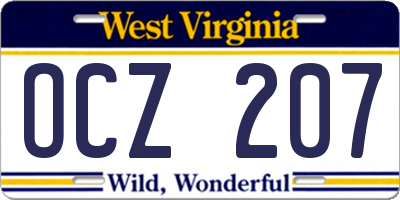 WV license plate OCZ207