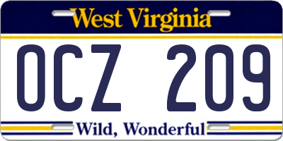 WV license plate OCZ209