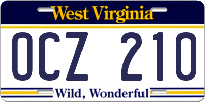 WV license plate OCZ210
