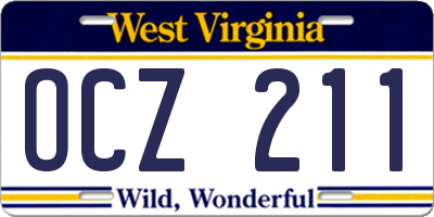 WV license plate OCZ211