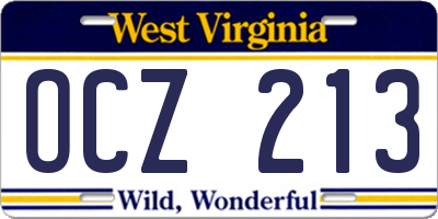 WV license plate OCZ213