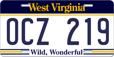 WV license plate OCZ219
