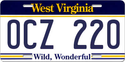 WV license plate OCZ220