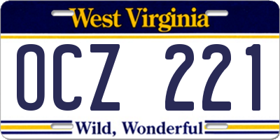 WV license plate OCZ221